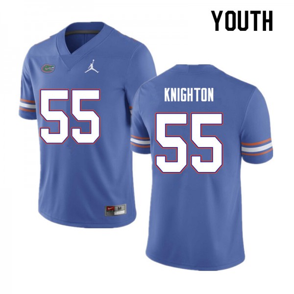 Youth #55 Hayden Knighton Florida Gators College Football Jersey Blue